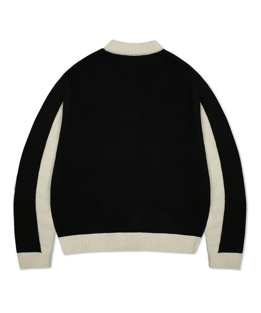 Xtonz Xtk059 Broken Varsity Knit Zip-Up (Black)