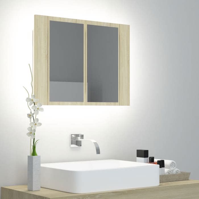 VidaXL Armoire à miroir à LED de bain Chêne sonoma 60x12x45 Acrylique 804959