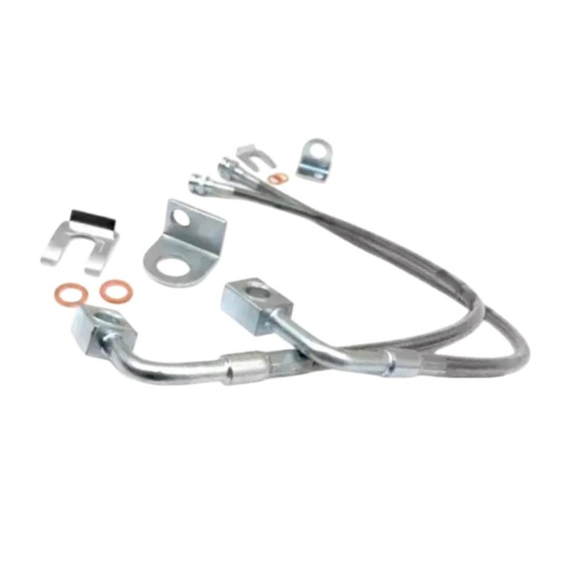 89708 Rear Brake Lines 2PCS Extended Braided- Stainless Steel Fit 4-6in Lift Jeep- Wrangler- JK 2007-2018 Replacement Parts Kit
