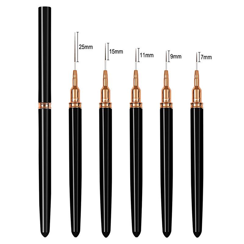5Pcs Nail Art Liner Brush Set Uv Gel Nail Brushes Kits French Stripe Line Painting Drawing Flower Pen Professional Manicure Tool