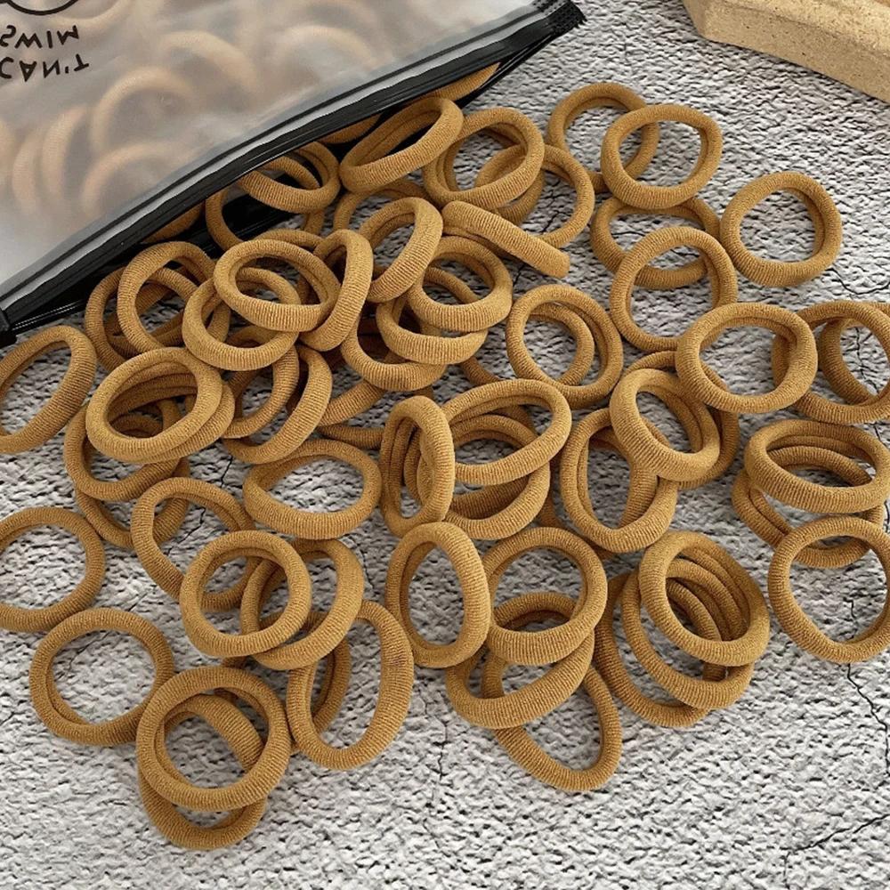 50Pcs Women S Seamless Thumb Ring Hair Ties Bagged Ponytail Holders With Compact Elastic Bands For Diy Simple Fashion Hair Cord