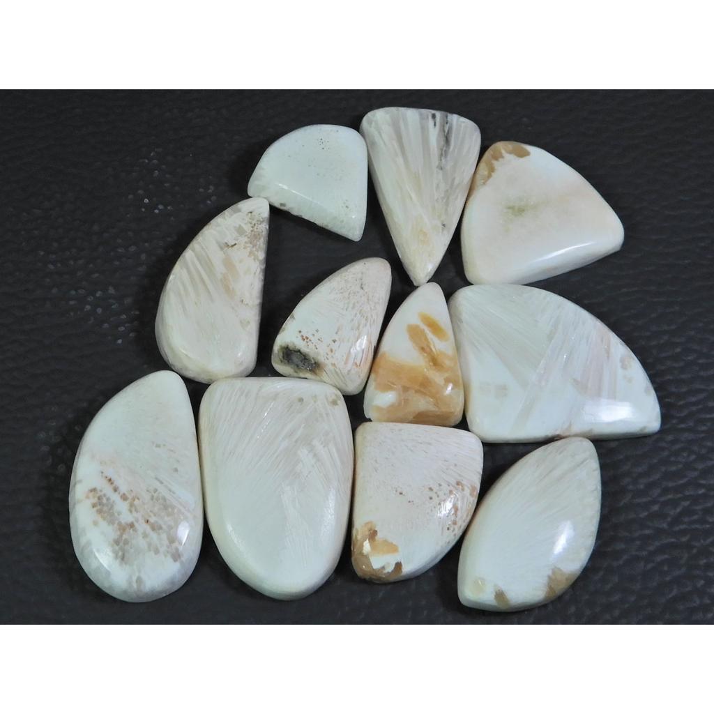 11Pcs Natural Scolecite Fancy Cabochon Loose Gemstone Lot 208Cts. A-767