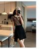 Black High-Waist A-Line Skirt for Women - Autumn 2023, Large Size, with Slit