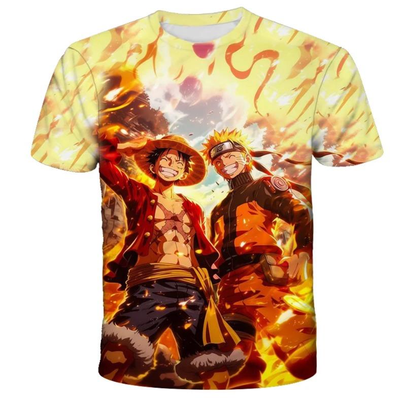 Anime One Piece Luffy Boy T-shirt CosPlay Short Sleeve Mens Cartoon Men's Top Loose Breathable Men's Casual Clothing