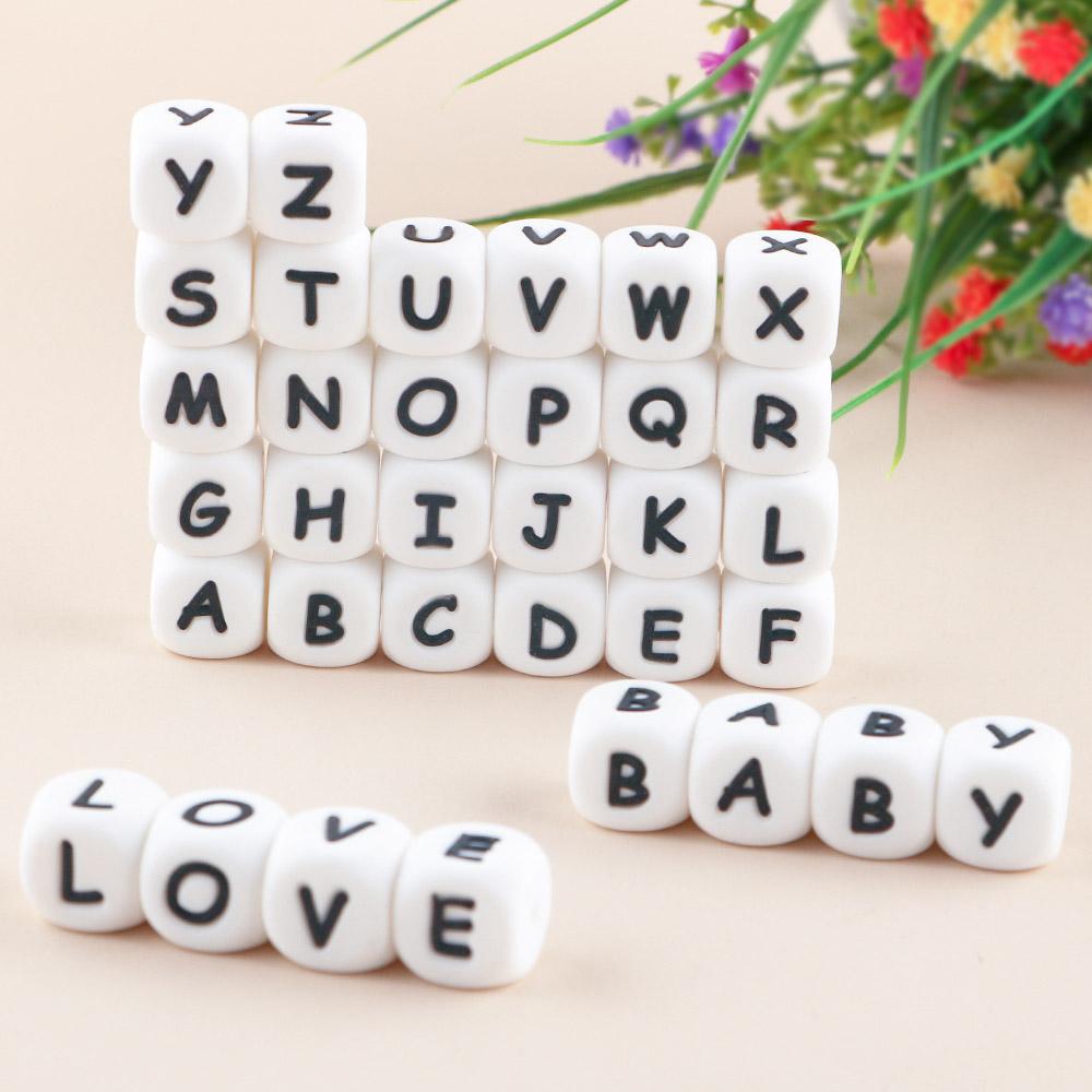 Kovict 20pc Alphabet English Silicone Letter Beads For Jewelry Making Bulk 10mm  For Personalized Pacifier Jewelry Accessories