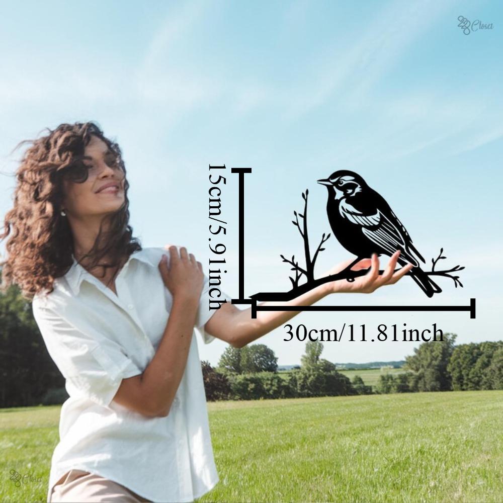 Кованое Железо Птица Настенное Искусство Сад Металлическая Скульптура Уличный Декор Природы 12in чёрный