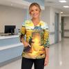Women's Halloween Costume Top V-Neck Pockets Side Slit Three-Quarter Sleeves