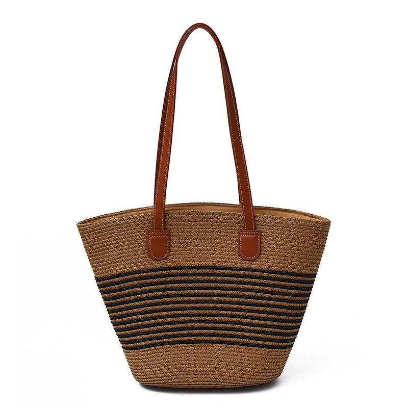 Handwoven Bag Large Capacity Straw Handbag Women's Casual Fashion Versatile Shoulder Bag Vegetable Basket Bag