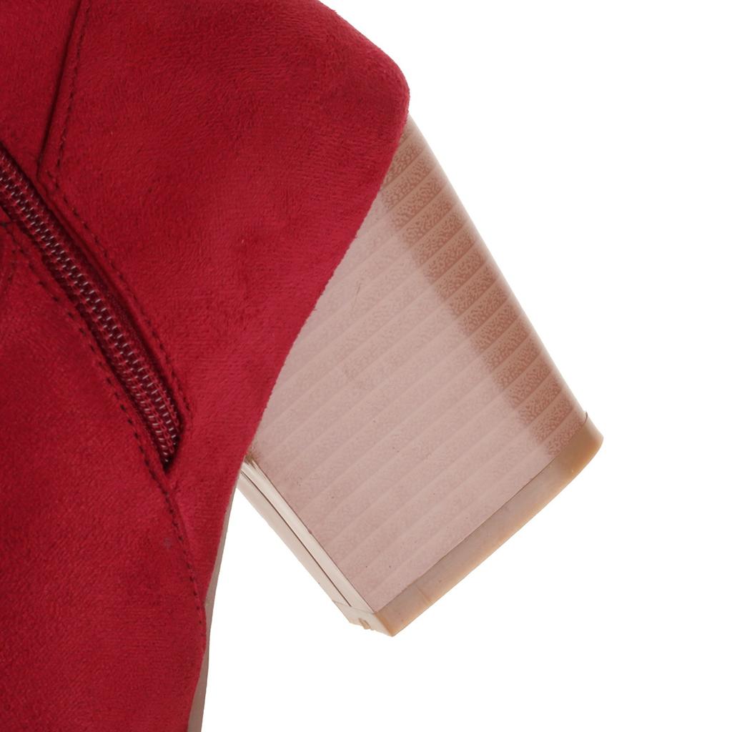 Women's High-heeled Boots Autumn and Winter New Simple Temperament Thick Heel Large Size Suede Medium Boots