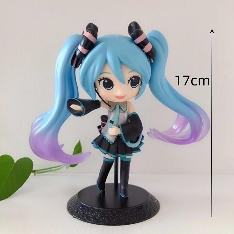 Anime New Hatsune Miku Figure Mini Character Ornaments Kawai Pink Green Hatsune Home desk Decoration Adult Toy kid Birthday Gift