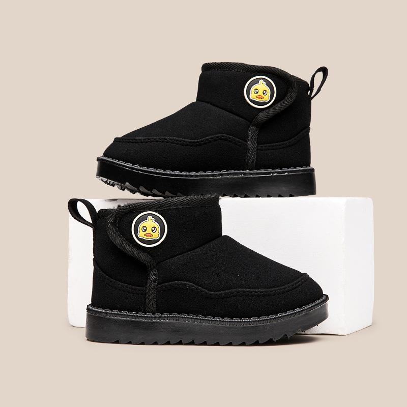 

Children s Warm Snow Boots Winter Baby Plus Velvet Thick Cotton Shoes Solid Color Short Boots 32 чёрный