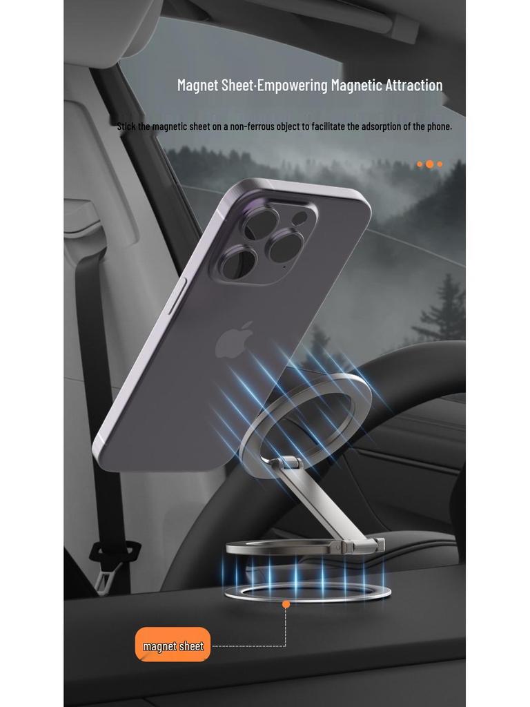 Dwustronny Magnetyczny Uchwyt na Telefon MagSafe i Pierścień - Całkowicie Metalowy Stojak Biurkowy