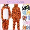 Pijama de Flanela Adorável de Animal para Crianças com Macacão Aconchegante para Dormir com Bolsos