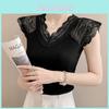 Basic Lace V Neck T Shirt For Women With Short Sleeves And Bodycon Fit For Daily Wear