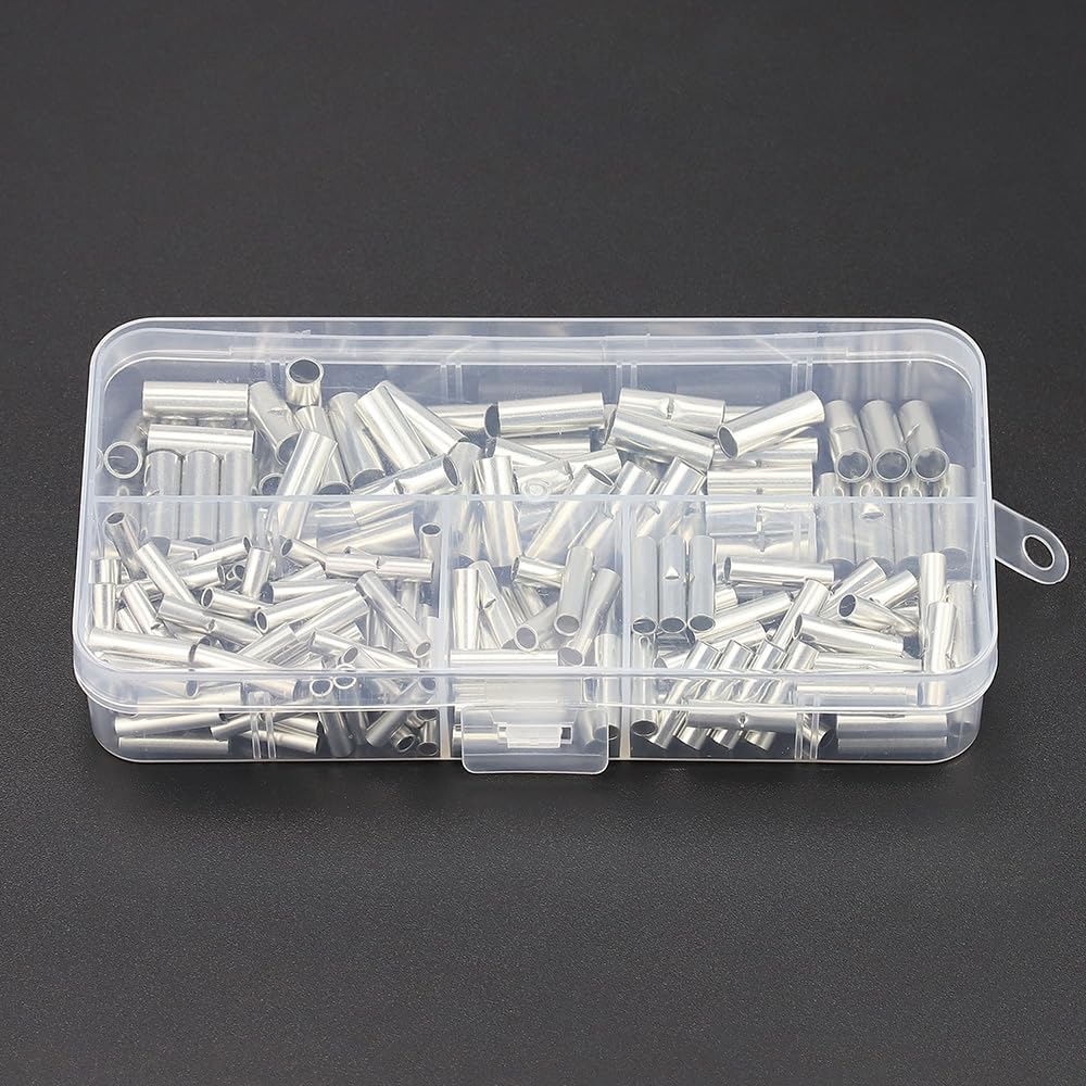 Glvaner Bare Crimp Sleeves Bare Crimp Terminals Ferrules 2 200 Piece Kit Silver Copper Crimp Climb Terminal B-Type Non-Insulated BN1.25 5.5