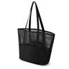 Women's Foldable Mesh Beach Bag: Portable, Single Shoulder, Breathable Handbag for Travel, Shopping, Outdoor, Summer