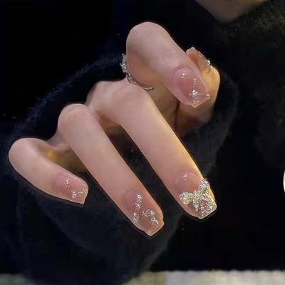 24pcs Nail Pieces Wearable Nails Ice Transparent False Nails 5ml