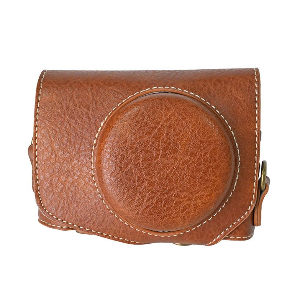 Litchi Print Retro PU Leather Camera Bag Case For Canon Powershot G7XII G7XIII G7X2 G7X3 G7X Mark II III With Strap