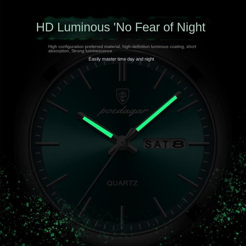 Top Brandneue Ultraflache Herrenuhr Wasserdicht Leuchtend Quarz Doppelkalenderuhr