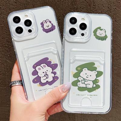 Kartenfachhalter Silikon-Geldbörsen-Tasche für Samsung S23 S24 S25 Ultra Xiaomi Redmi Note 13 Vivo V27E V27 Honor X6A X7A Hülle Transparentes Handy-Bumper