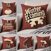 Christmas Red Collection Cushion Cover Throw Pillow Cover Hidden Button Durable Polyester Chair Cushion