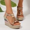 Fashion Women Fashionable Wedge Sandals Summer 2025 Braided Band Platform Gladiator Sandals Woman Thick Bottom Beach Shoes Women Sandals
