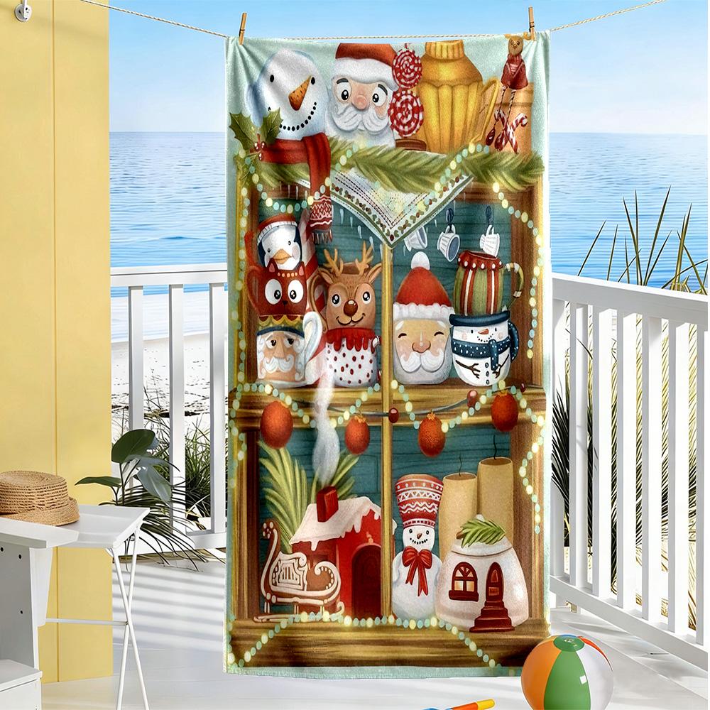 Serviette de plage de Noël Haute Absorption & Séchage Rapide Confortable Légère
