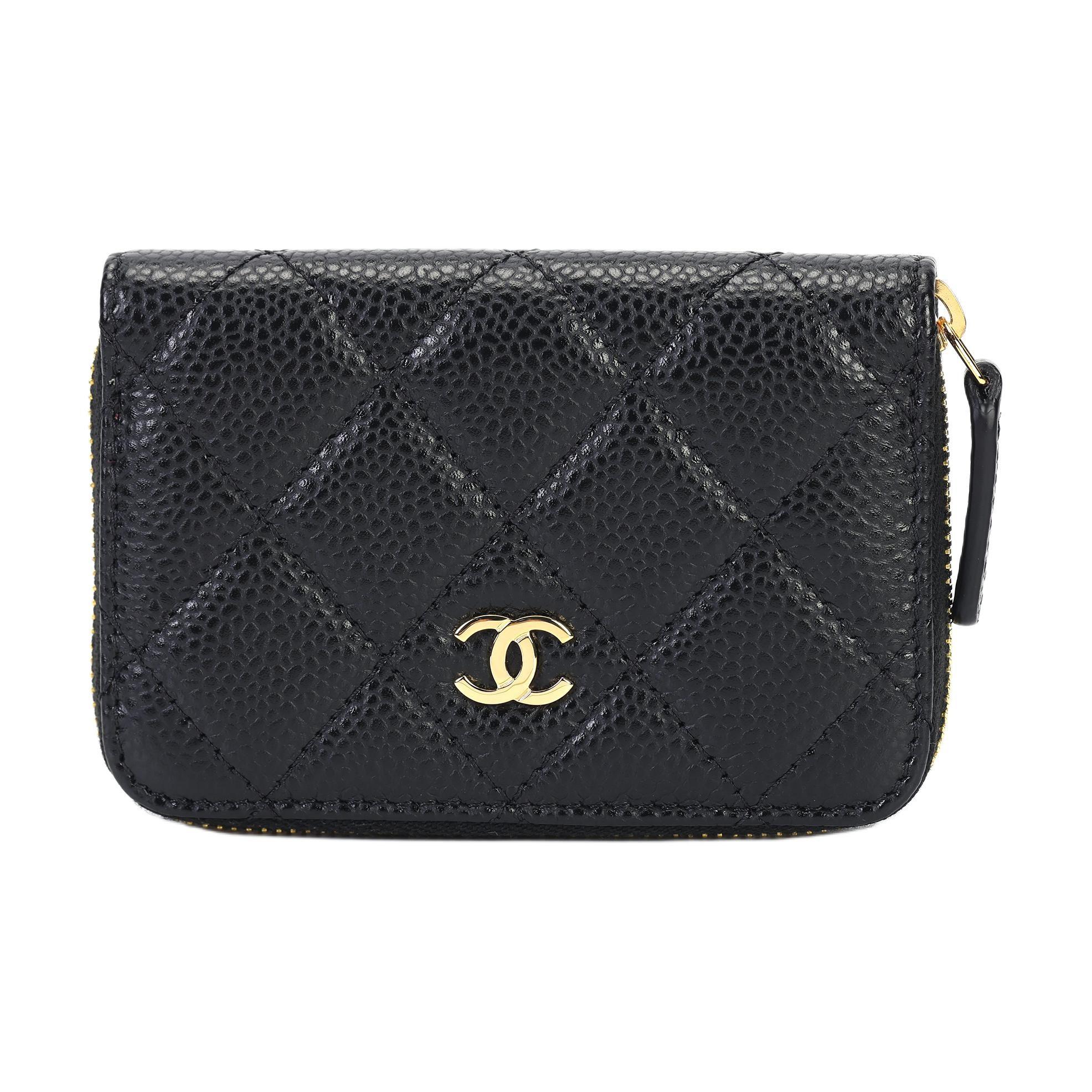 CHANEL Klasiska ar rāvējslēdzēju monētu maciņš