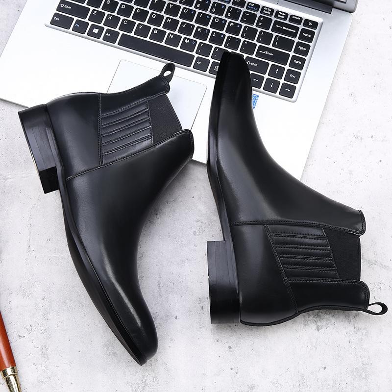 Fashion Autumn Winter New Designer Chelsea Boot for Men Solid Color Cow Leather Ankle Boots Male British Retro Fashion Casual Shoes Man