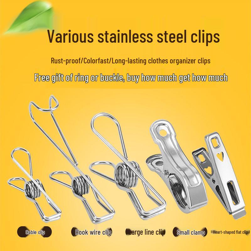 Stainless Steel Sock and Clothes Peg Clips – Windproof Hanger Accessory