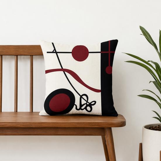 Geometric Cushion Cover, Modern Abstract Throw Pillow Cover, Decorative 18x18 Inch Washable Pillow Case for Sofa Couch Car Seat Decor
