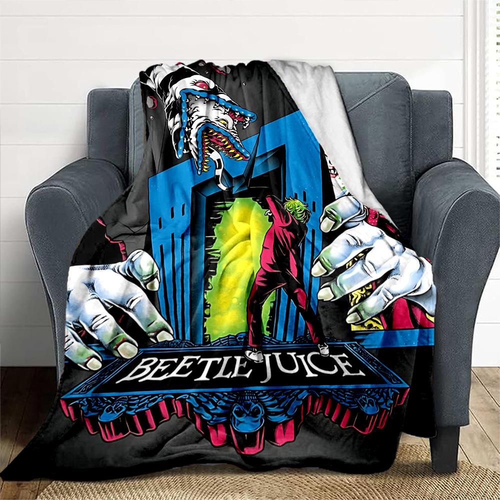 1PC Beetlejuice Outdoor Blanket Lightweight Flannel, Soft & Warm, All-Season, Outdoor, Camping, Living Room, Office,  L1106114