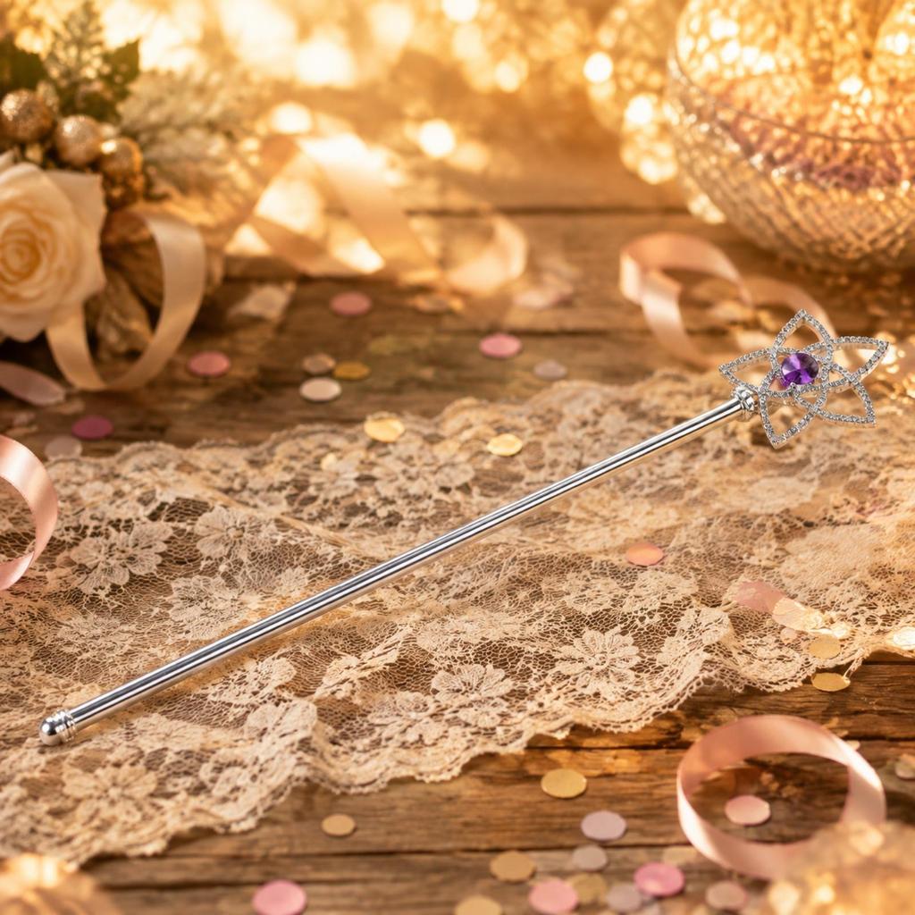 Sparkling Metal Wand with Rhinestone Detailing Eye-Catching Star Head Slim