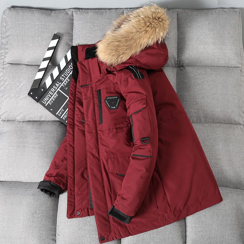 Men's Down Jackets Big Real Fur Collar Warm Parka Degrees Men Casual White Duck Down Coats Winter Snow Overcoat Thicken