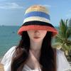 Straw Hat Women's Summer New Cute Flower Seaside Hollow Rolled Edge Lafite Sunshade Hat Face Covering Dome Beach Hat