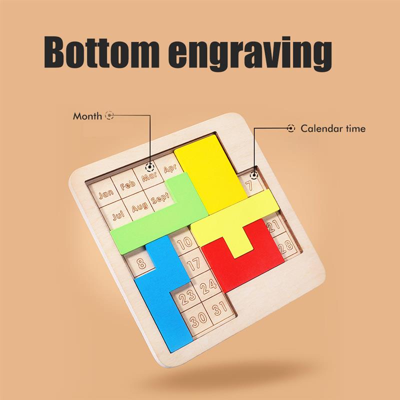 Daily Calendar Puzzle Wooden Calendar Play A Different Puzzle To Display the Date Difficult Jigsaw Game for Office Desk PR Sale