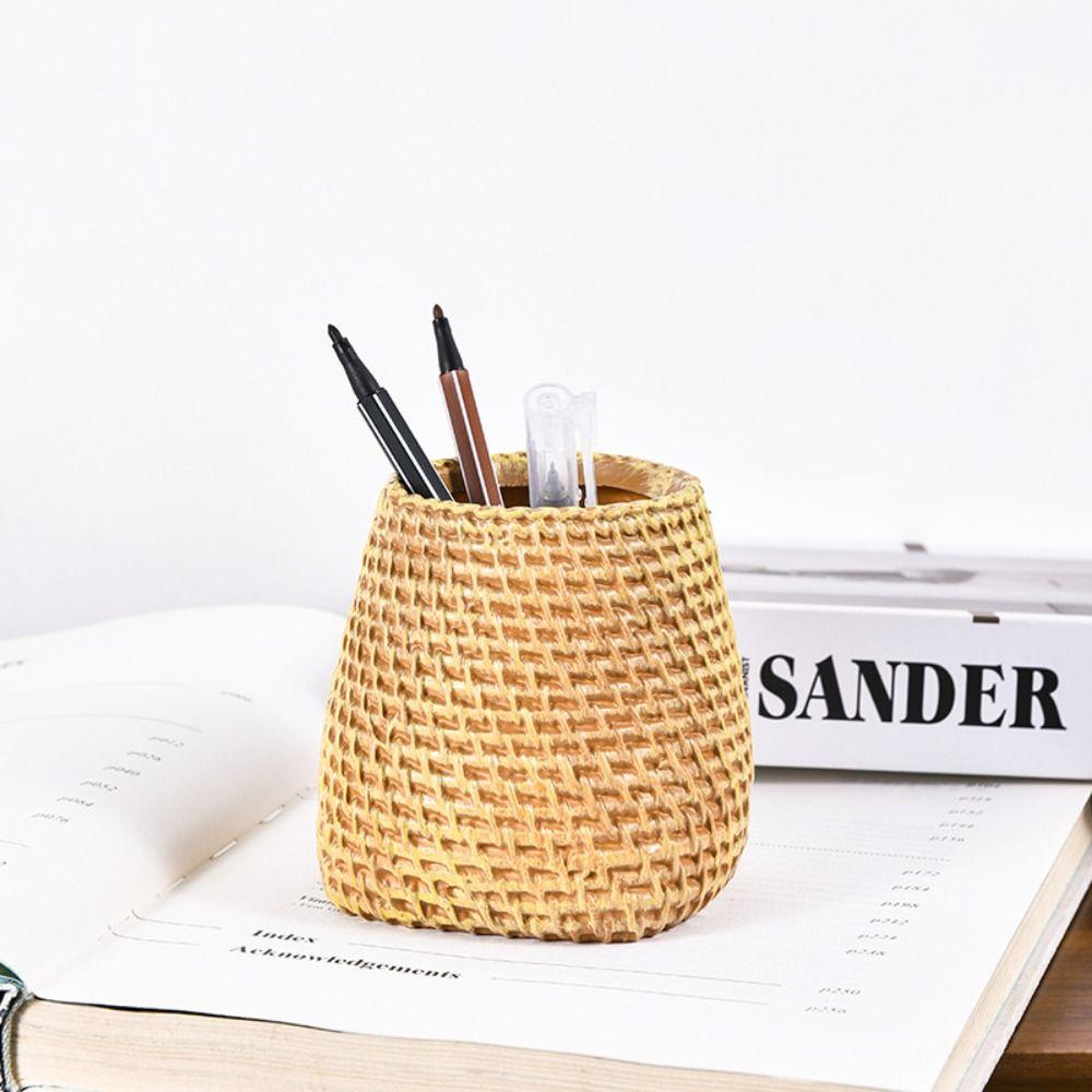 Home Office Rattan Pen Holder Simple Tableware Holder INS Style Vine Pen Holder  Desk Accessories