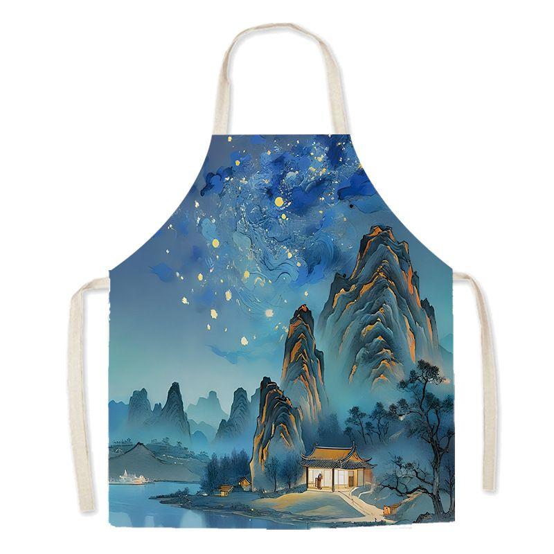 

Linen Sleeveless Apron Kitchen Cooking Fabric Adult Parent-Child Cooking Studio Dress 47x38cm