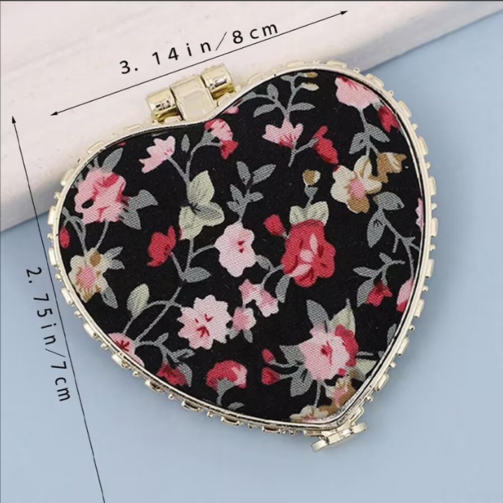 Pocket Floral Mirror Mini Makeup Compact Portable Two-side Folding Make Up Mirror Women Vintage Cosmetic Make Up For Gift