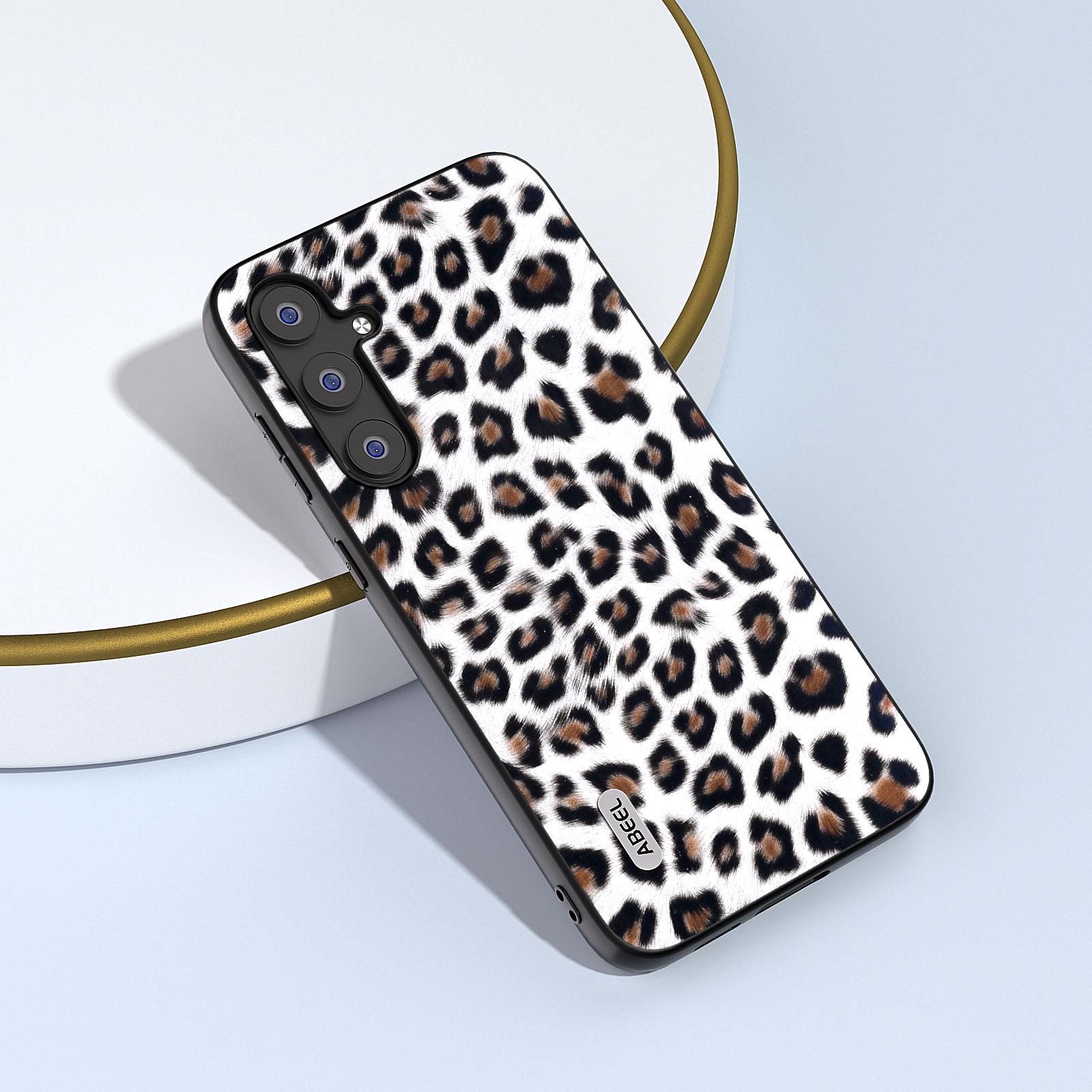 

ABEEL For Samsung Galaxy S23 FE Leopard Texture Phone Case PU Leather+TPU+PC Anti-Drop Cover Silver