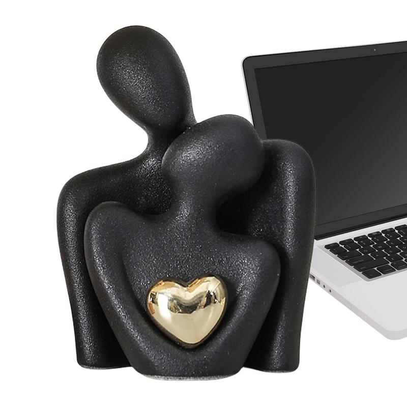 Loving Couple Figurines Abstract Romantic Couple Sculpture Ceramic Figure Love Wedding Figurines Art Craft For Bookshelves Decor