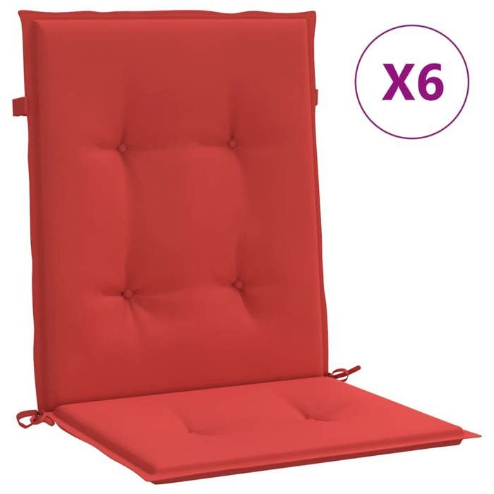 Coussins de chaise de jardin à dossier bas - vidaXL - Rouge - Lot de 6