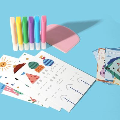 1 Set DIY Rainbow Scratch Painting Kit with Paints Pens Scraper Sticker