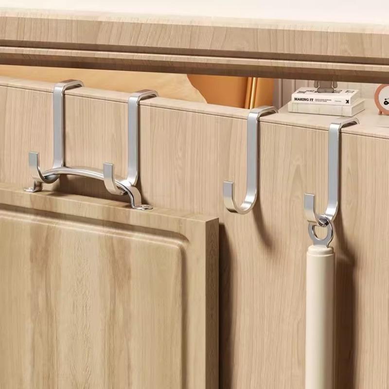 1-10Pc Stainless Steel Double S-Shape Door Back Hook Free Punch Multi-Purpose Hanger Kitchen Bathroom Storage for Coat Towel Bag