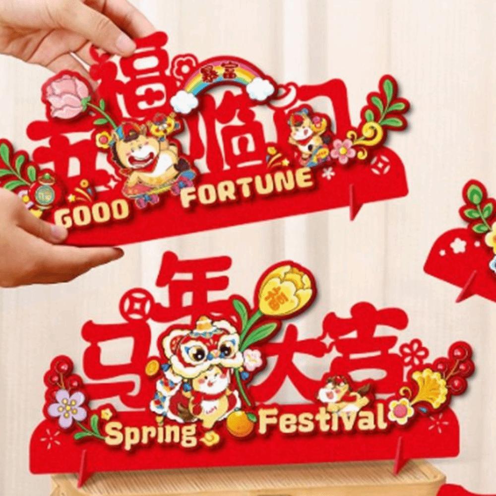 Cartoon Horse Year Desktop Ornament Zodiac Horse Fu Character Ornament  Festive Present