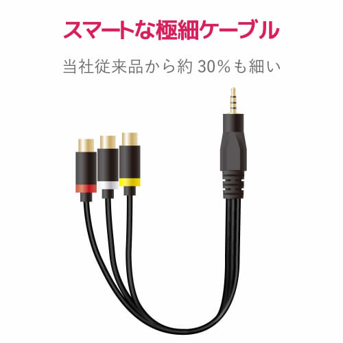 Elecom AV Cable Stereo Mini Plug (Straight 4 Pole) - RCA Pin Plug Conversion 0.15m Black DH-MWRYF015BK
