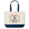 Tote Bag - PLANETEE - Christelle the Most Beautiful - Blue Background - Cotton 40 X 45 Cm - No Closure