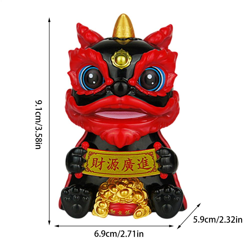 

Chinese Style Lucky Dancing Lion Mascot Ornament plastic Model Solar Powered Car Dashboard Statue Desk Decoration