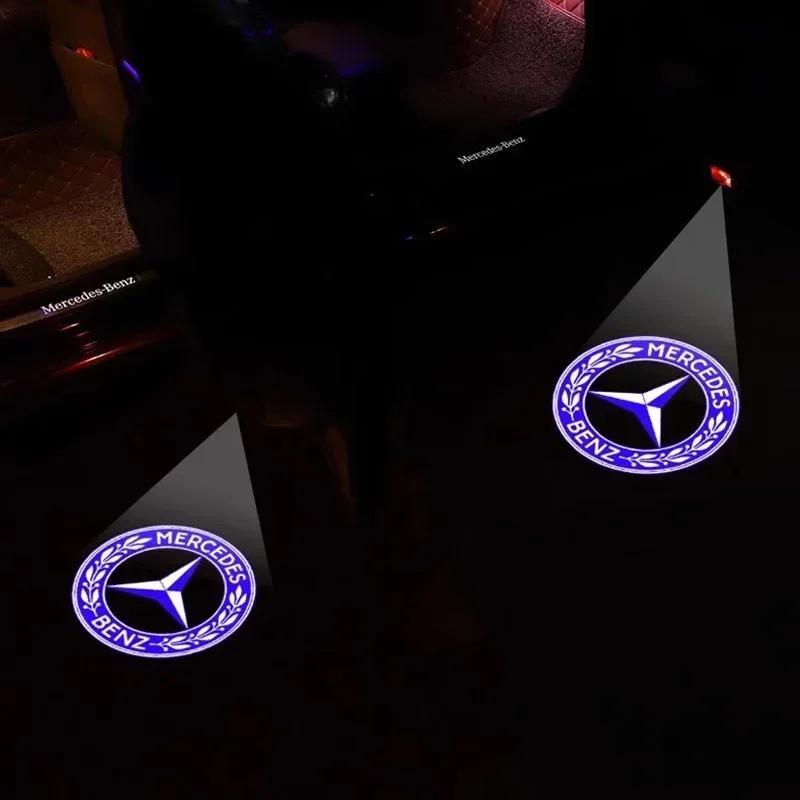 2 יחידות אור קבלת פנים לדלת רכב תג סמל אוטומטי מקרן לד עבור מרצדס בנץ C Class CLK SLK SLR W203 W208 W209 R171 R172