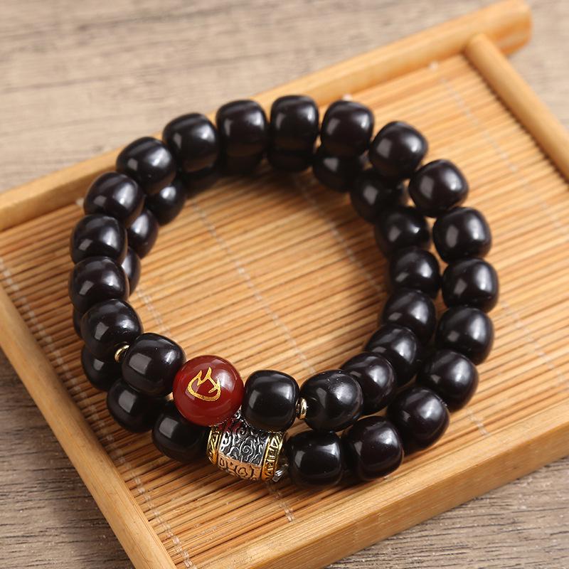 Natural Bodhi Five Elements Buddha Bead Bracelet - Unisex Lucky Wenwan Gift